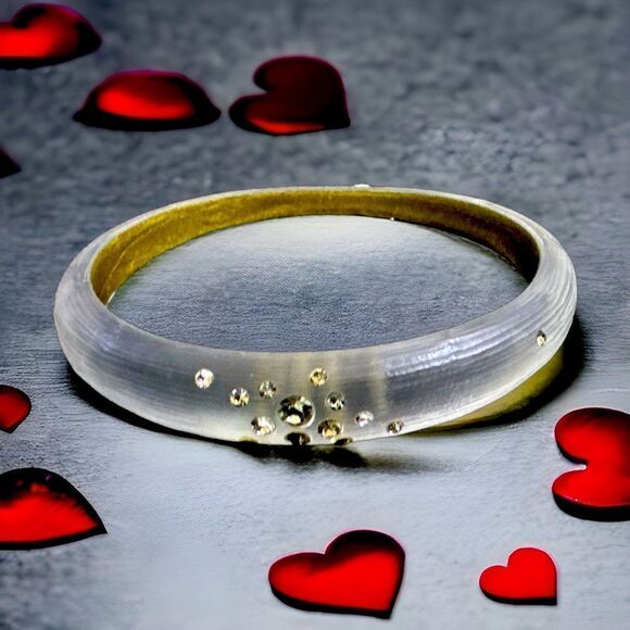 Alexis Bittar Jewelry - Alexis Bittar Iridescent Silver Lucite and Crystal Bangle Bracelet